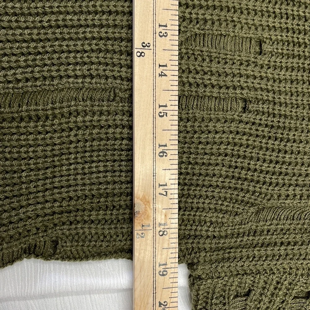 NWOT Distressed Dropped Long Sleeve Sweater in Olive